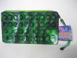 Pop Pops Green Marbled Pencil Case Bag Zipper Pouch Kids Fidget Toy 8in x 4.5in - £7.57 GBP