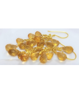 Natural Citrine Gemstone 22K Gold Plated Silver Earrings  - $259.86 CAD