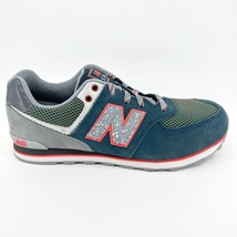 New Balance 574 Classics Navy Grey Red Suede Kids Running Sneakers KL57401G - £40.14 GBP