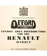 1954 Offord Renault Marque London Dealership Advertisement Automobilia E... - $10.00
