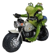 All American Biker Frogs Couple Taking Selfie On Chopper Motorcycle Figurine - $54.99