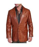Men Blazer Brown Two-Button Handmade Leather Genuine Lambskin Formal Off... - $179.51 CAD+