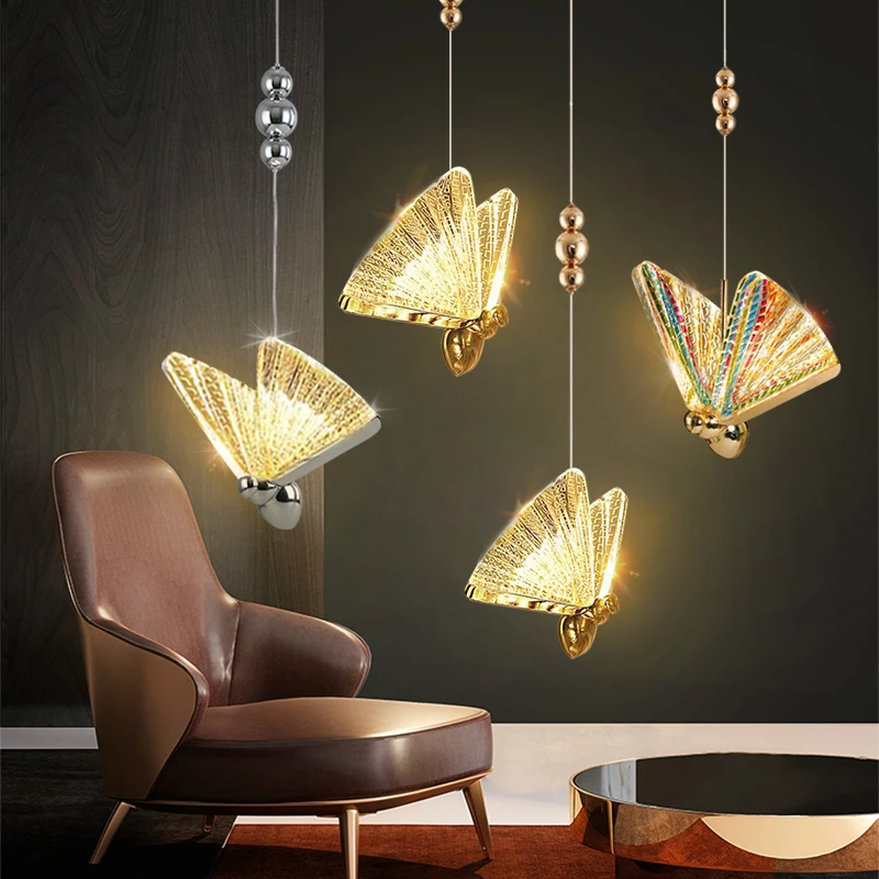 Butterfly Led Pendant Lights Nordic Hanging Lamp Indoor Lighting For Bed... - $35.83+