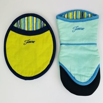 Fiesta Oven Mitt &amp; Pot Holder Turquoise With Silicone Grip Retired Style Clean - £13.21 GBP