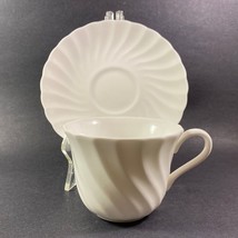 Vintage Wedgwood Candlelight bone china white teacup and saucer - $19.95