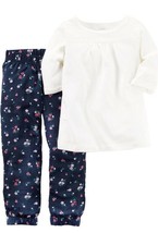 Carters Toddler Girls 2-Piece Leggings Set Blue Printed Jogger Ivory Top 2T 4T - £3.71 GBP