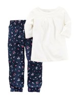 Carters Toddler Girls 2-Piece Leggings Set Blue Printed Jogger Ivory Top... - £3.40 GBP