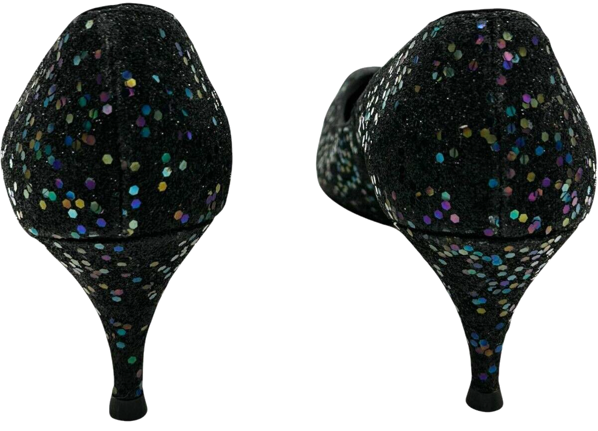 VTG Smartaire women's Black w/ Glitter Vinyl Elastomer Pumps size 8.5 Item image 6