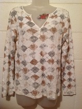 Women&#39;s Long Sleeve Blouse No Tags V-neck Multi Color Geometric Design - £3.89 GBP