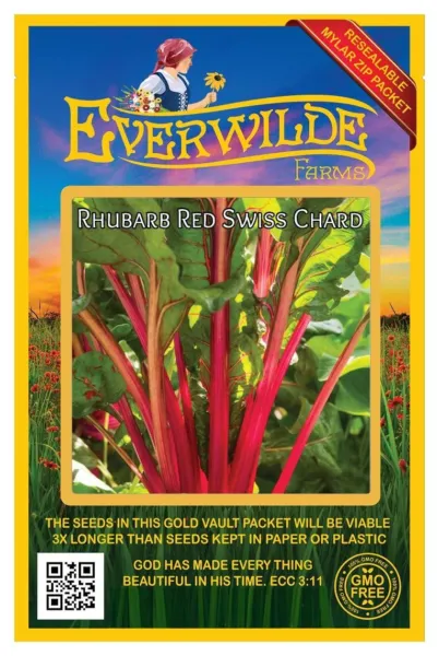 200 Rhubarb Red Swiss Chard Seeds - Everwilde Farms Mylar Seed Packet - £7.42 GBP