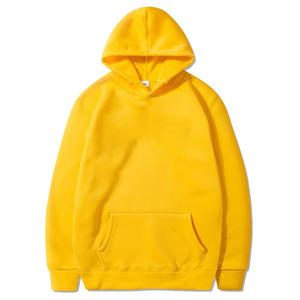 Fashion Men's Casual Hoodies Pullovers Sweatshirts Top Solid Color Yellow - £13.58 GBP