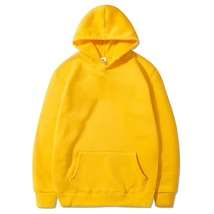 Fashion Men&#39;s Casual Hoodies Pullovers Sweatshirts Top Solid Color Yellow - $16.99