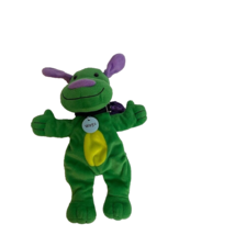 Vintage Kindermusik Wags Green Dog Purple Ears &amp; Backpack Puppet 14&quot; Zipper - £10.47 GBP