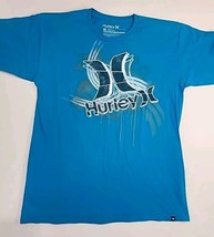 Hurley T Shirt Mens Large L Short Sleeve Graphic Logo Blue - £10.16 GBP