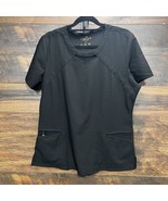 Careisma Scrub Top Womans Size Large Black V-Neck Pockets Gold Accents C... - $20.83 CAD