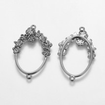 6 Chandelier Earring Findings Black Gunmetal Floral Pendants Connector P... - $3.95