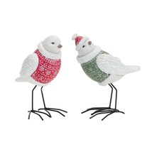 Bird w/Sweater (Set of 2) 6.25&quot;H, 6.75&quot;H Resin - £31.59 GBP