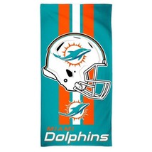 NFL Miami Dolphins Vertical 3 Stripes Helmet Center Beach Towel 30&quot;x60&quot; - £21.57 GBP