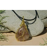 Clear Quartz Crystal LODOLITE Shamanic Dreamstone Gold Pendant With Ruti... - $54.88 CAD