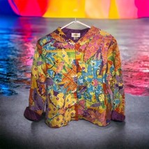 Sandy Starkman Vintage Colorful Abstract Butterfly Button Jacket Size Small - £25.38 GBP