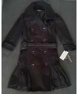NWT Women&#39;s Rampage Black Lace Belt Button Up Trench Coat 3/4 Jacket Siz... - £118.52 GBP