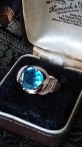 Anello vintage anni &#39;90 in oro laminato 14 kt con acquamarina misura UK ... - $76.99