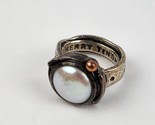 Sherry Tinsman Sterling Silver 14k Gold Natural Pearl Ring Band size 6.5 - $118.79