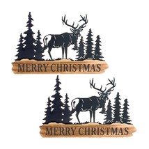 Merry Christmas Sign (Set of 2) 18&quot;L x 11&quot;H Metal/Wood - $73.02