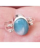 Flip 2in1 LARIMAR-AMBER gemstones 925 sterling silver reversible ring  (... - $55.03 CAD