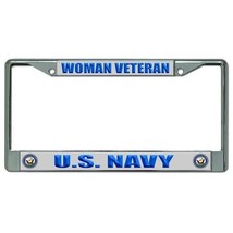 woman veteran usn navy seal logo military license plate frame made in usa - £23.91 GBP