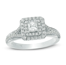 Vera Wang Love Collection 1.28 CT Princess  Diamond Double Frame Engagement Ring - £101.84 GBP