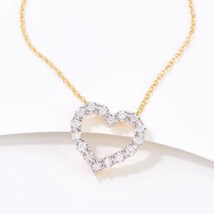 0.25CT Diamante Auténtico Redondo Collar con Corazón 14K Amarillo Oro Plata - £264.23 GBP