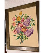 Vintage Floral cross stitch framed wall art - £21.99 GBP