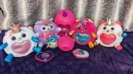 Zuru Rainbowcorns Sequins Heart Pink Rainbow Plush Toys lot of (4) 10&quot; &amp; (1) 3&quot; - £19.75 GBP