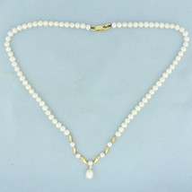 Mikura Pearl and Diamond Necklace in 18k Yellow Gold - £697.83 GBP