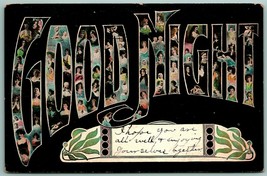 Large Letter Mosaic Female Subjects Good Night 1907 DB Postcard F6 - £11.59 GBP
