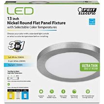 PANEL FIXTURE LED LIGHT 13&#39;&#39; D ROUND FLAT, NICKEL - FEIT ELECTRIC FP13/4... - $27.71