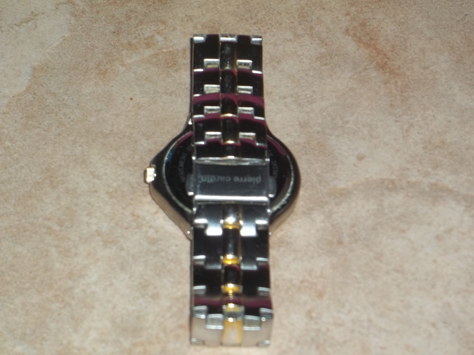 mens wrist watch quartz dual tone diamond chips on face - $56.00