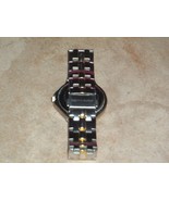 mens wrist watch quartz dual tone diamond chips on face - $56.00