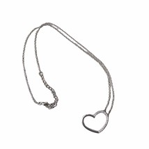 Vintage Silver Floating Heart Necklace - £7.86 GBP