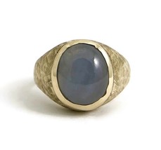 Vintage Handmade Oval Star Sapphire Ring, 14K Yellow Gold, 11.95 Grams - £3,141.58 GBP