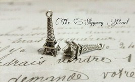 10 Eiffel Tower Charms Antique Silver Tone Paris Pendants 3D Findings - £2.98 GBP