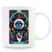 11oz Evil Eye Tarot Ceramic Coffee Mug – Mystical Design with Witch Hat ... - $12.64
