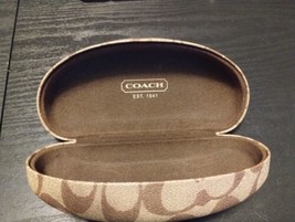 COACH Signature C Monogram Case Hard Eyeglasses Sunglasses Clamshell Tan... - £11.77 GBP