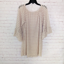 Yahada Top Womens 1X Beige Crochet Lace Open Knit 3/4 Bell Sleeve Hippie Boho - £20.13 GBP