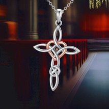 Celtic Cross Necklace 925 Sterling Silver Mustard Seed Celtic Love Knot Mustard  - $105.00