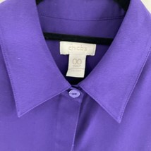 CHICOS Top Purple Solid Long Sleeve Size 00 Flap Pocket Hidden Button Bl... - £25.68 GBP