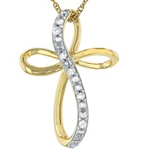 14K Gelb Vergoldet Brillantschliff Moissanit Unendlichkeit Kreuzanhänger Kette - £64.85 GBP