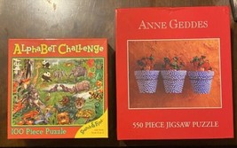 2 Ceaco Puzzle Lot: Alphabet Challenge 100 Pc +Geddes Flower Pots For You &amp; Kids - £9.02 GBP