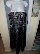 White House Black Market Gray W/Black Lace Straps Cocktail Dress Size 10 Women&#39;s - £43.25 GBP